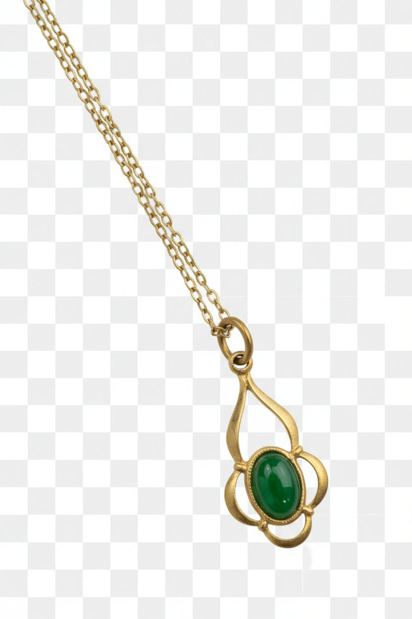 Teardrop pendant green cabochon gemstone