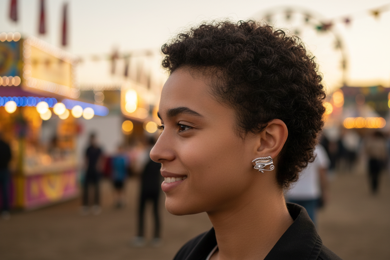 Mystical Eye of Horus Silver Stud Earrings