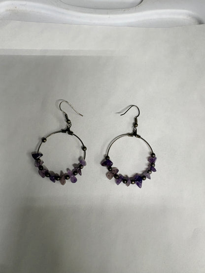Amethyst hoop drops