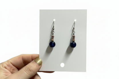 Pair of beaded earrings on a display card