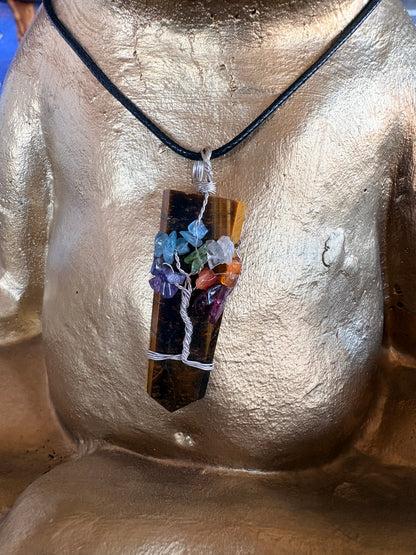 Chakra gemstone crystal tree of life pendant