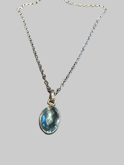 natural aquamarine bezel pendant set in silver