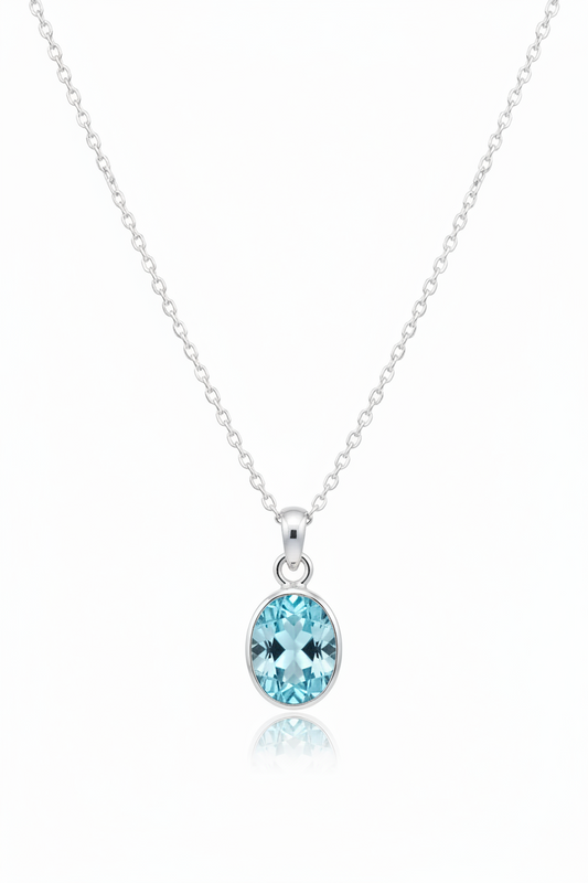 natural aquamarine bezel pendant set in silver