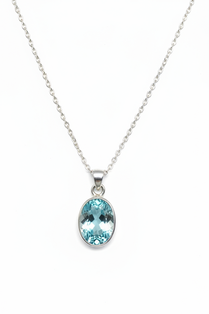 natural aquamarine bezel pendant set in silver