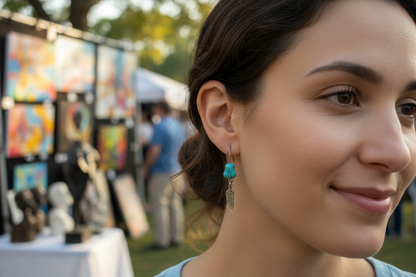 Turquoise feather drops