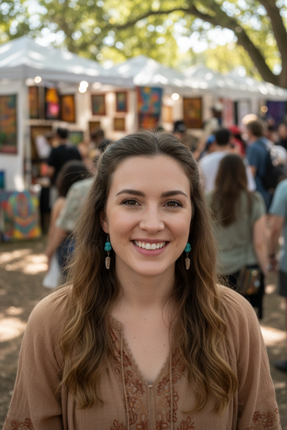 Turquoise feather drops