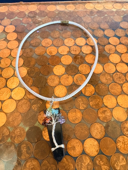 Chakra gemstone crystal tree of life pendant