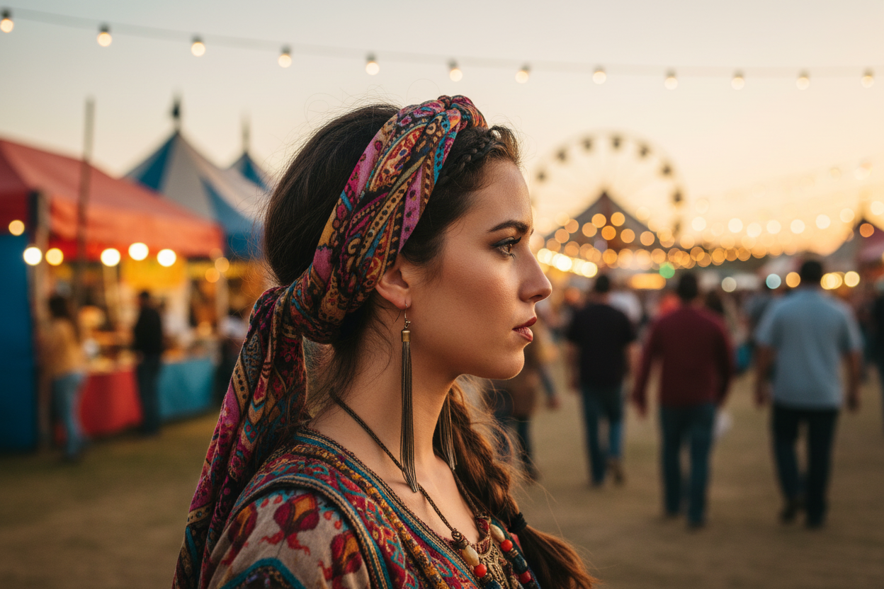 Pair of black tassel earrings on a gray background