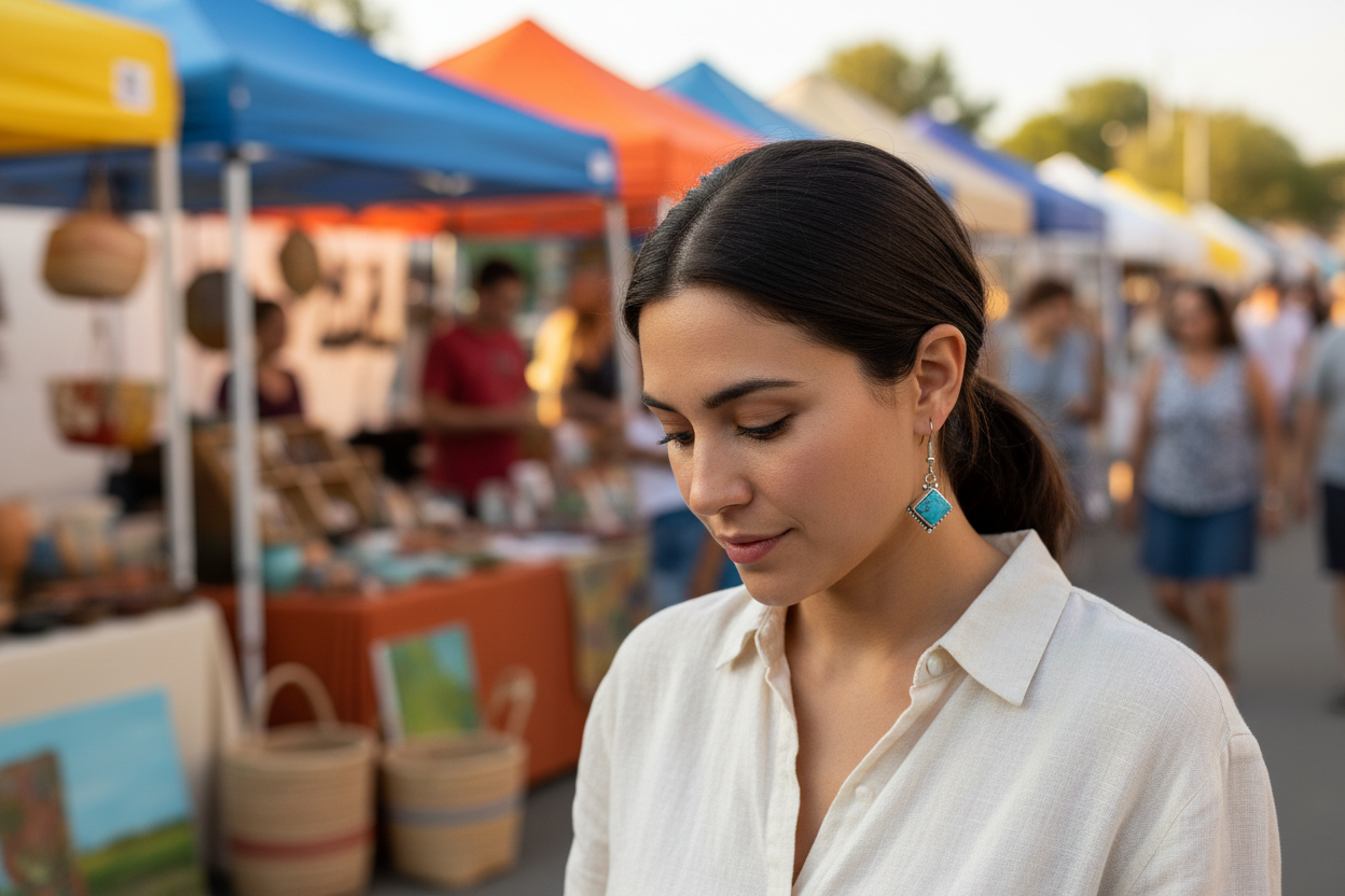 Turquoise square drops