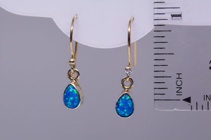 blue opal teardrop earrings