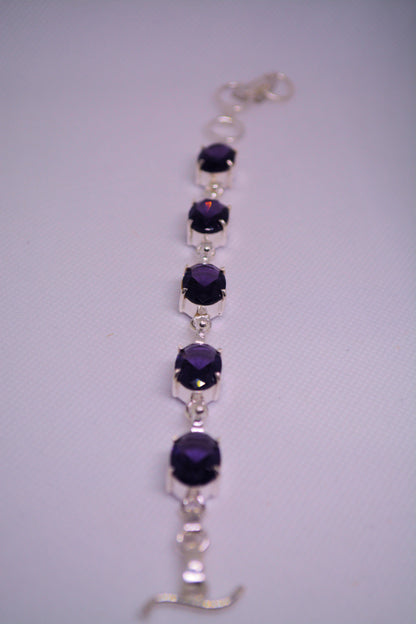 Amethyst and 925 Sterling Silver Designer Bracelet