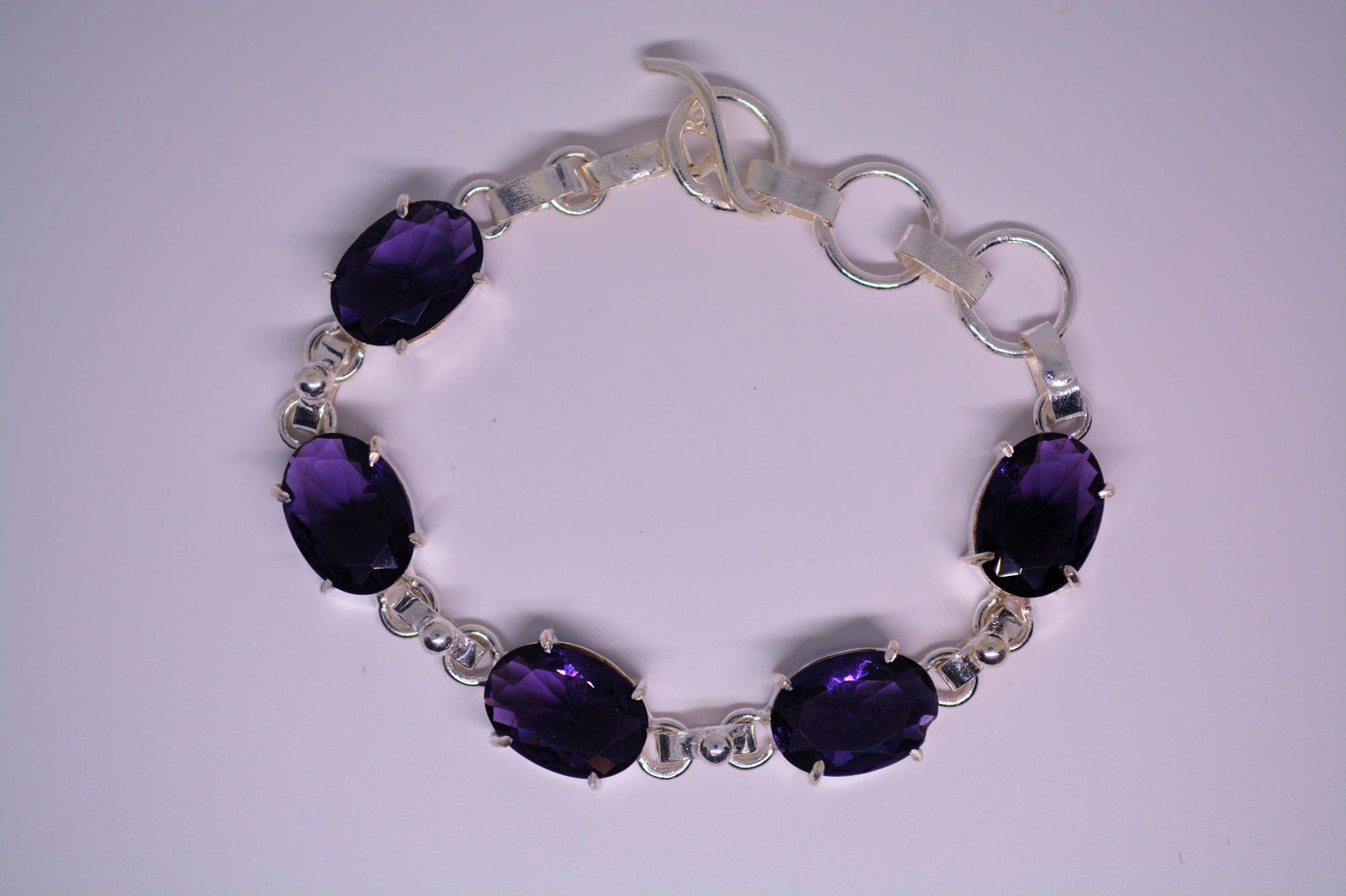 Amethyst and 925 Sterling Silver Designer Bracelet