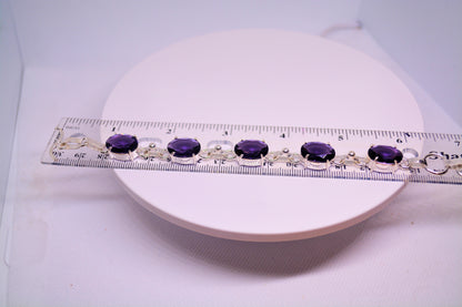 Amethyst and 925 Sterling Silver Designer Bracelet