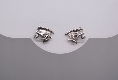 Mystical Eye of Horus Silver Stud Earrings