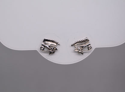 Mystical Eye of Horus Silver Stud Earrings