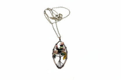 Necklace with a floral pendant on a white background