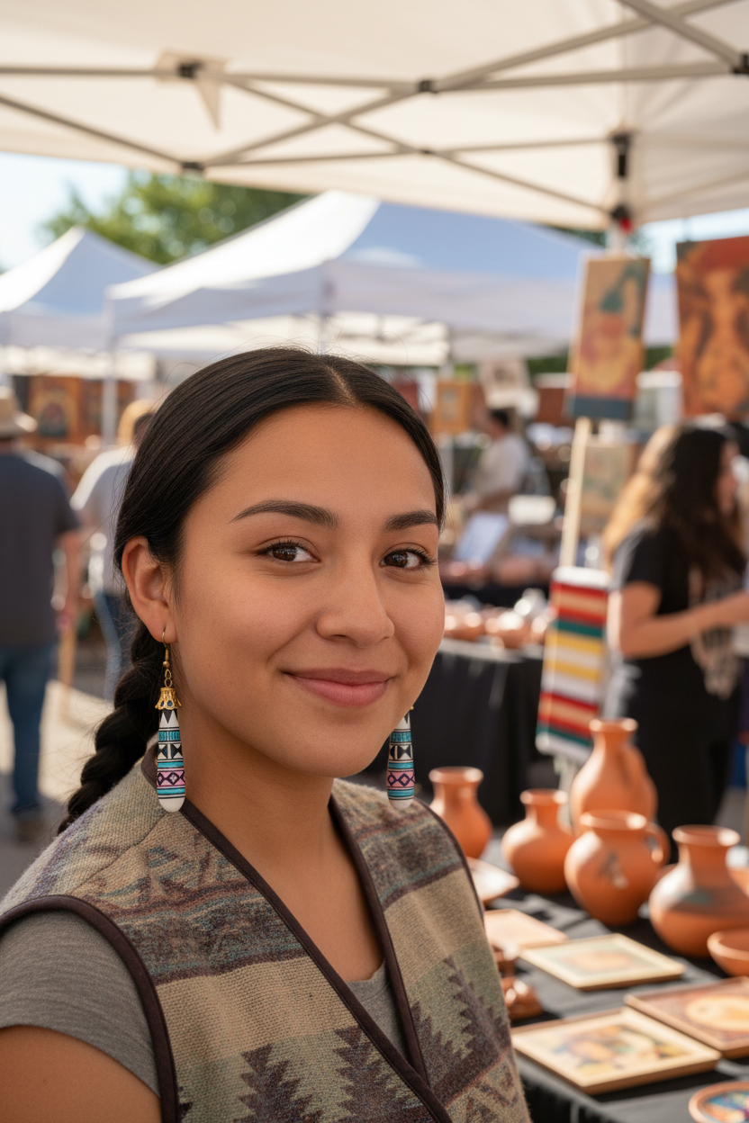 Native American Pottery Dangle Earrings