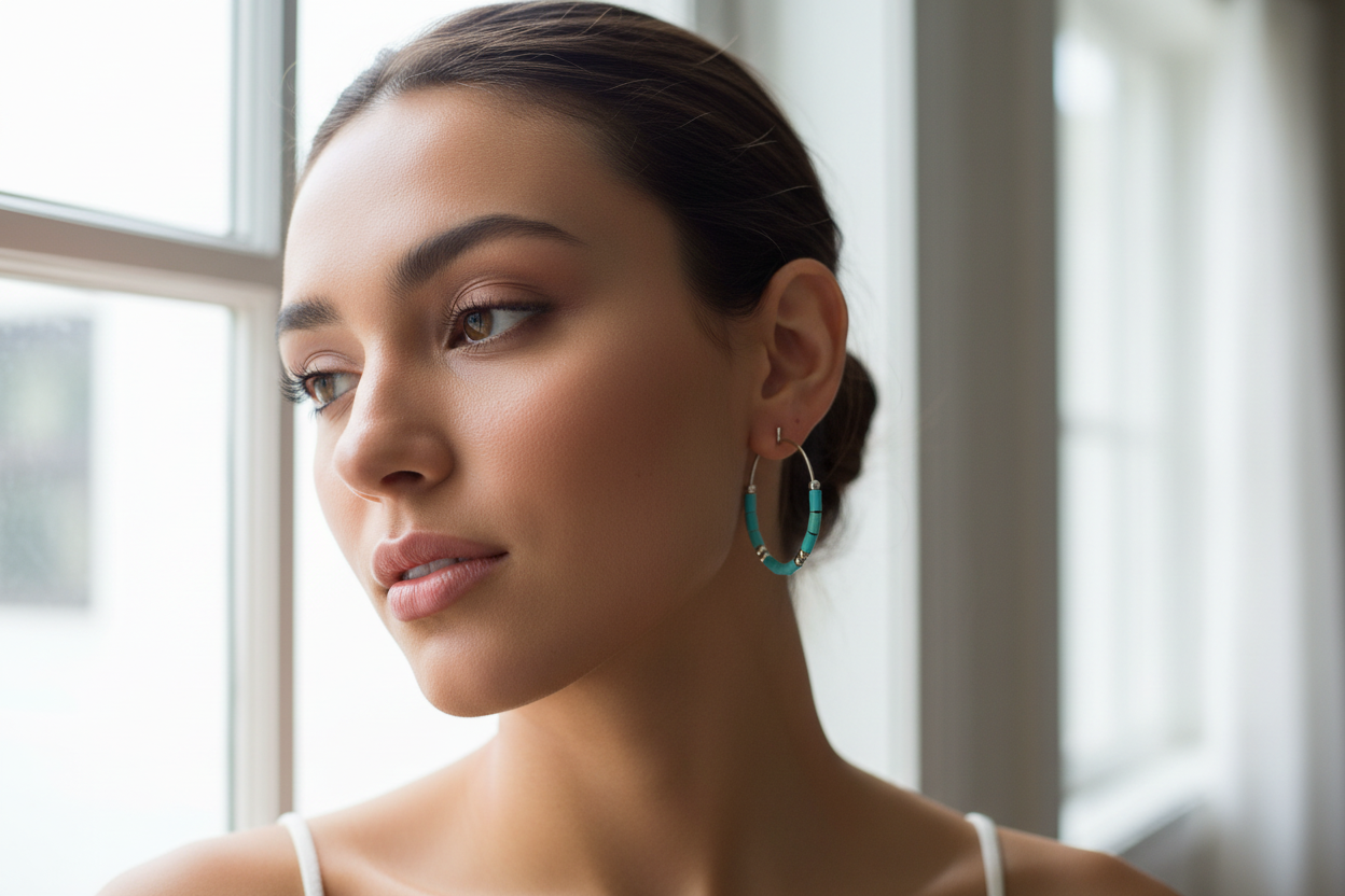 Turquoise hoop earrings