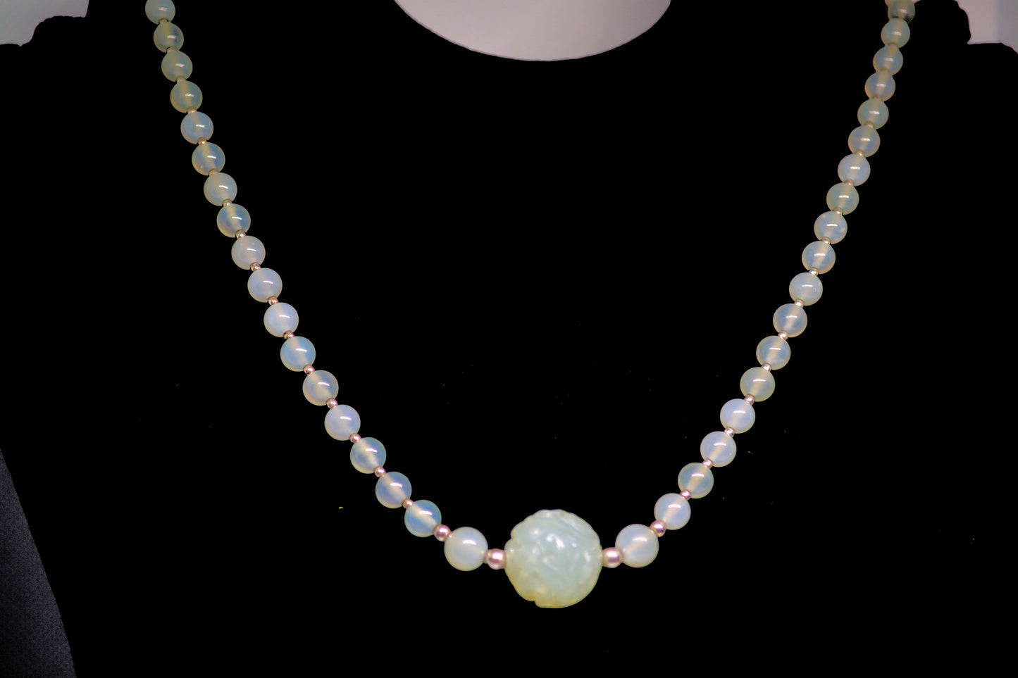 White Moonstone Beaded Necklace