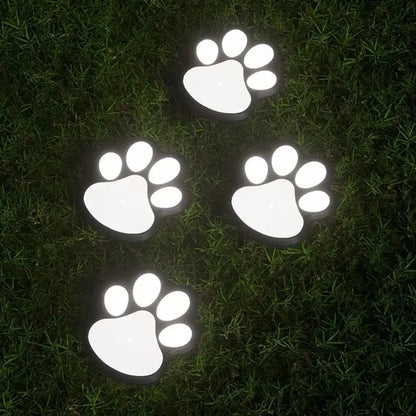 4Pcs Intelligent Light Control Outdoor Solar Light Solar Powered Energy Saving Dog Cat Animal Paw Print Light Durable LED