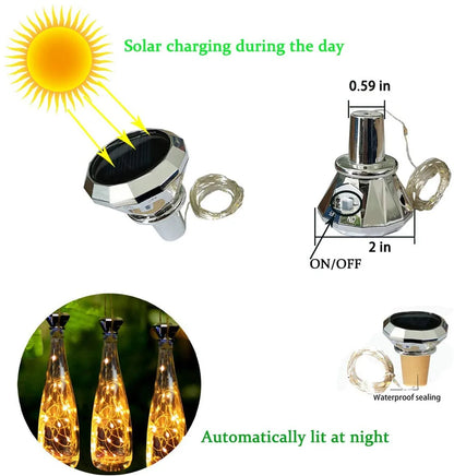 4/6/8Pcs Solar Cork Lights Wine Bottle  Fairy Light Solar String Lights Outdoor Garden Wedding Party Bedroom Home Decoration