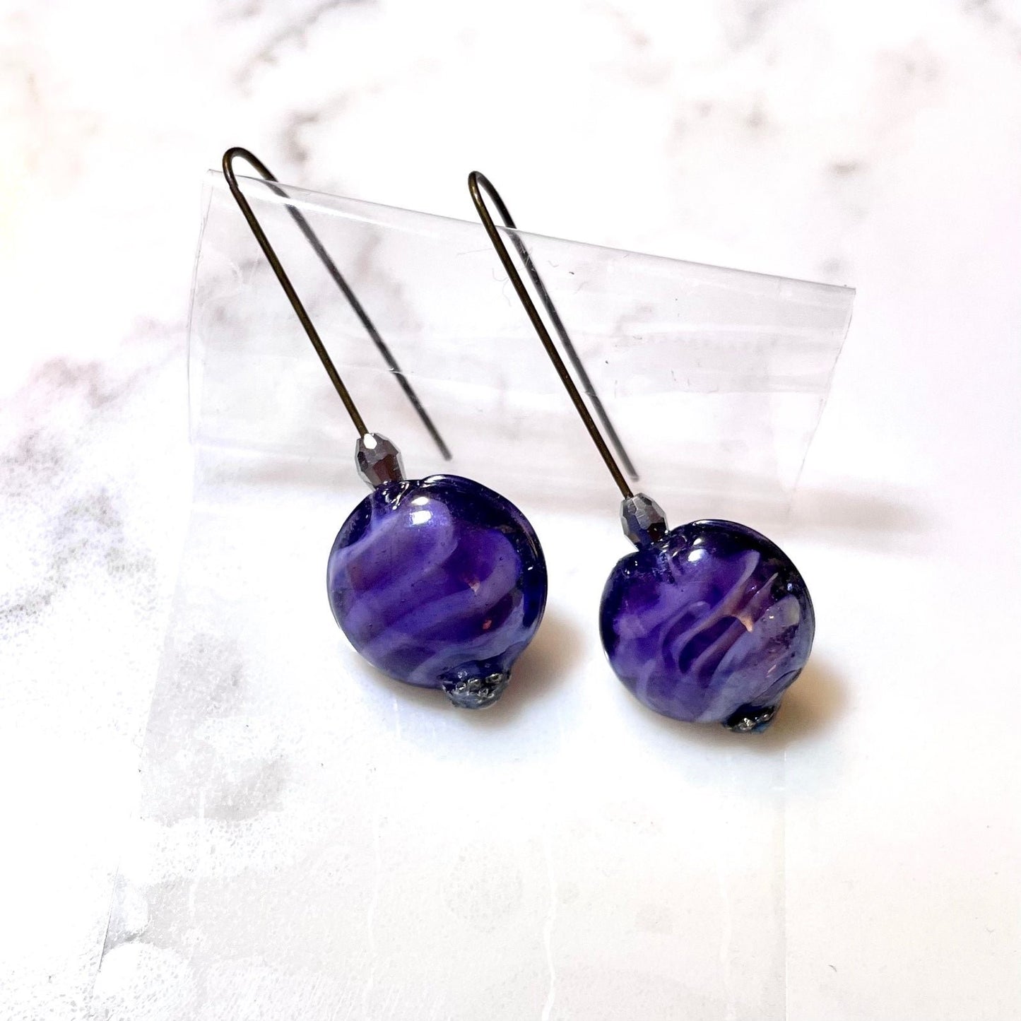 Purple glass earrings