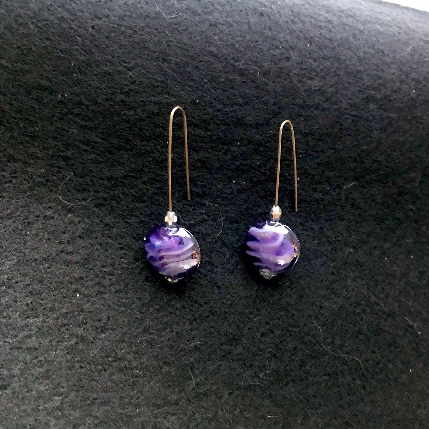 Purple glass earrings