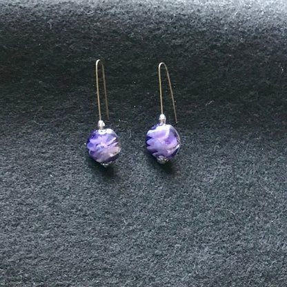 Purple glass earrings